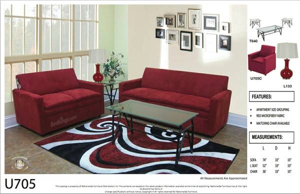 Royal Red Microfiber Sofa Na U705S